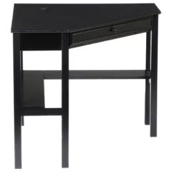Pemberly Row Transitional Wood Corner Computer Desk In Painted Black -CYMAX Sales 1470943 1470947 L