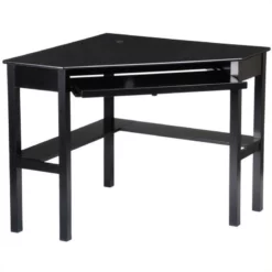 Pemberly Row Transitional Wood Corner Computer Desk In Painted Black -CYMAX Sales 1470943 1470949 L