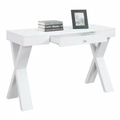 Convenience Concepts Newport Writing Desk In White Wood Finish With Drawer -CYMAX Sales 1473373 L