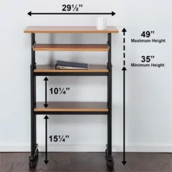 Safco MÜV Standing Height Adjustable Wood Workstation In Medium Oak -CYMAX Sales 15106 2 L