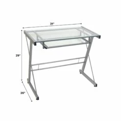 Walker Edison Solo Small Glass Top Modern Steel Metal Computer Desk In Silver 25 Walker Edison Solo Small Glass Top Modern Steel Metal Computer Desk In Silver -CYMAX Sales 151434 11 L