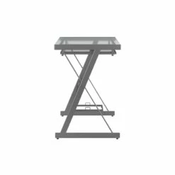 Walker Edison Solo Small Glass Top Modern Steel Metal Computer Desk In Silver 18 Walker Edison Solo Small Glass Top Modern Steel Metal Computer Desk In Silver -CYMAX Sales 151434 4 L