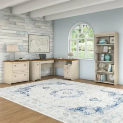 Fairview L Desk With File Cabinet And Bookcase In White/Gray - Engineered Wood 35 Fairview L Desk With File Cabinet And Bookcase In White/Gray - Engineered Wood -CYMAX Sales 1515302 1 L