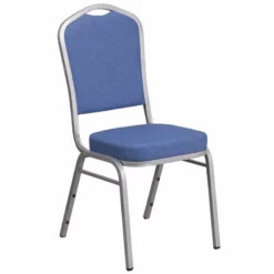 Flash Furniture Fabric Banquet Stack Chair In Silver And Navy Blue