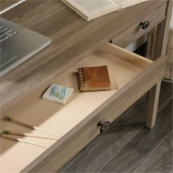 Pemberly Row 2-Drawer Farmhouse Engineered Wood Writing Desk In Salt Oak -CYMAX Sales 1529899 3 L