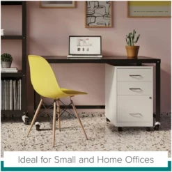 Space Solutions Ready-to-assemble 48 Inch Wide Mobile Metal Desk - Navy -CYMAX Sales 1544633 10 L 1