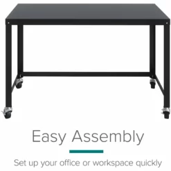 Space Solutions Ready-to-assemble 48 Inch Wide Mobile Metal Desk - Navy -CYMAX Sales 1544633 11 L 1