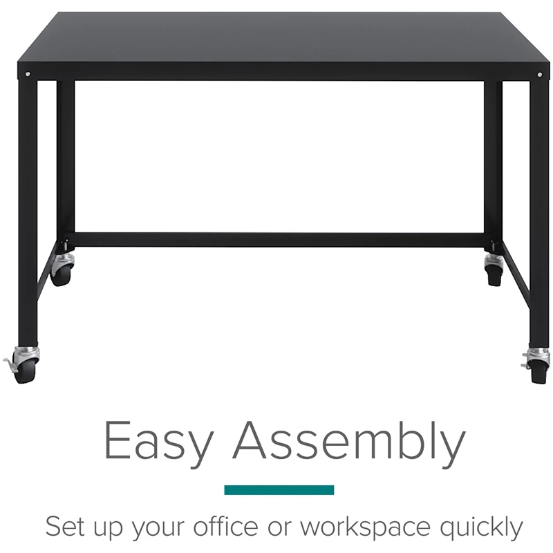 Hirsh Ready-to-assemble 48-inch Wide Mobile Metal Desk Black 11 Hirsh Ready-to-assemble 48-inch Wide Mobile Metal Desk Black - Image 9