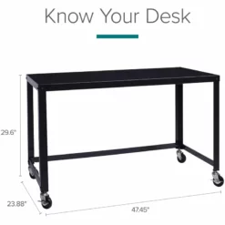 Space Solutions Ready-to-assemble 48 Inch Wide Mobile Metal Desk - Navy -CYMAX Sales 1544633 13 L 1