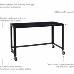 Space Solutions Ready-to-assemble 48 Inch Wide Mobile Metal Desk - Navy -CYMAX Sales 1544633 14 L 1