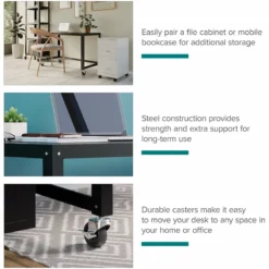 Space Solutions Ready-to-assemble 48 Inch Wide Mobile Metal Desk - Navy -CYMAX Sales 1544633 16 L 1