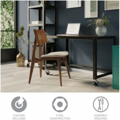 Space Solutions Ready-to-assemble 48 Inch Wide Mobile Metal Desk - Navy -CYMAX Sales 1544633 18 L 1