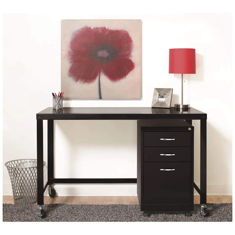 Hirsh Ready-to-assemble 48-inch Wide Mobile Metal Desk Black 5 Hirsh Ready-to-assemble 48-inch Wide Mobile Metal Desk Black - Image 3