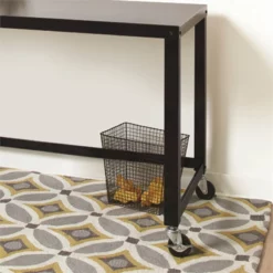 Space Solutions Ready-to-assemble 48 Inch Wide Mobile Metal Desk - Navy -CYMAX Sales 1544633 5 L 1