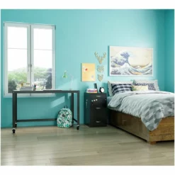 Space Solutions Ready-to-assemble 48 Inch Wide Mobile Metal Desk - Navy -CYMAX Sales 1544633 8 L 1