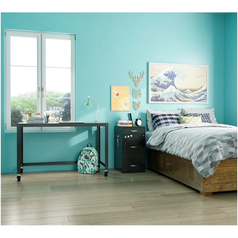 Hirsh Ready-to-assemble 48-inch Wide Mobile Metal Desk Black 9 Hirsh Ready-to-assemble 48-inch Wide Mobile Metal Desk Black - Image 7