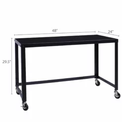 Space Solutions Ready-to-assemble 48 Inch Wide Mobile Metal Desk - Navy -CYMAX Sales 1544634 4 L 1