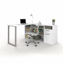 Bestar Solay L-Desk With Lateral File And Bookcase In Bark Gray -CYMAX Sales 1560844 1 L