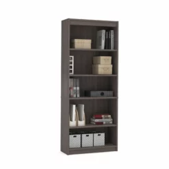 Bestar Solay L-Desk With Lateral File And Bookcase In Bark Gray -CYMAX Sales 1560845 3 L