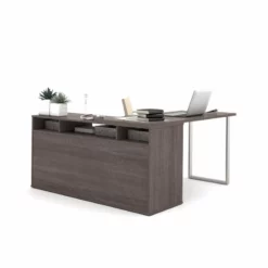 Bestar Solay L-Desk With Lateral File And Bookcase In Bark Gray -CYMAX Sales 1560845 4 L