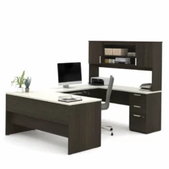 Bestar Ridgeley U-shaped Desk In Dark Chocolate -CYMAX Sales 1560847 1 L