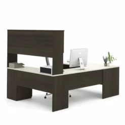 Bestar Ridgeley U-shaped Desk In Dark Chocolate -CYMAX Sales 1560847 2 L