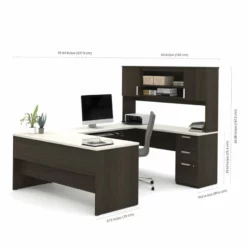 Bestar Ridgeley Transitional Metal Brown Finish U-shaped Desk -CYMAX Sales 1560847 4 L 1