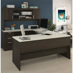 Bestar Ridgeley U-shaped Desk In Dark Chocolate -CYMAX Sales 1560847 L