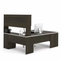 Bestar Ridgeley U-shaped Desk In Dark Chocolate -CYMAX Sales 1560848 2 L