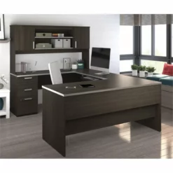 Bestar Ridgeley U-shaped Desk In Dark Chocolate