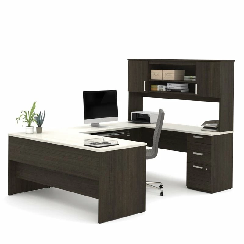 Bestar Ridgeley Modern Metal 3 Piece Office Set In Dark And White Chocolate 13 Bestar Ridgeley Modern Metal 3 Piece Office Set In Dark And White Chocolate - Image 11