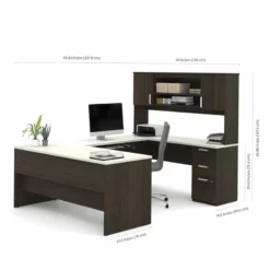 Bestar Ridgeley Modern Metal 3 Piece Office Set In Dark And White Chocolate 33 Bestar Ridgeley Modern Metal 3 Piece Office Set In Dark And White Chocolate -CYMAX Sales 1560849 5 L