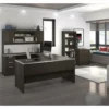Bestar Ridgeley Modern Metal 3 Piece Office Set In Dark And White Chocolate -CYMAX Sales 1560850 L