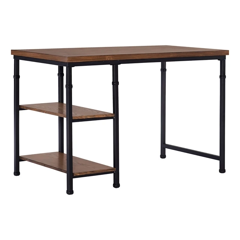 Atlin Designs Transitional Wood Desk With 2 Shelves In Brown Stained/Black 3 Atlin Designs Transitional Wood Desk With 2 Shelves In Brown Stained/Black