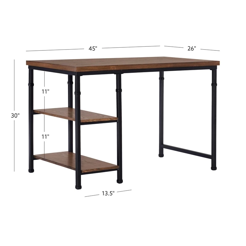 Atlin Designs Transitional Wood Desk With 2 Shelves In Brown Stained/Black 12 Atlin Designs Transitional Wood Desk With 2 Shelves In Brown Stained/Black - Image 10
