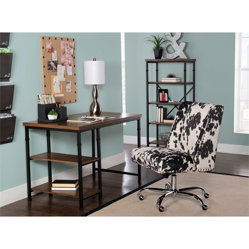 Atlin Designs Transitional Wood Desk With 2 Shelves In Brown Stained/Black 4 Atlin Designs Transitional Wood Desk With 2 Shelves In Brown Stained/Black - Image 2