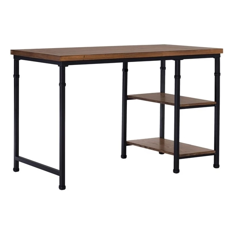 Atlin Designs Transitional Wood Desk With 2 Shelves In Brown Stained/Black 5 Atlin Designs Transitional Wood Desk With 2 Shelves In Brown Stained/Black - Image 3