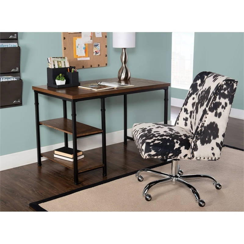 Atlin Designs Transitional Wood Desk With 2 Shelves In Brown Stained/Black 10 Atlin Designs Transitional Wood Desk With 2 Shelves In Brown Stained/Black - Image 8