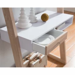 Furniture Of America Lazlo Wood Writing Desk With Shelves In Weathered White -CYMAX Sales 1565633 2 L