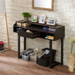 Furniture Of America Kernet Contemporary Wood 1-Drawer Writing Desk In Espresso -CYMAX Sales 1565639 6 L