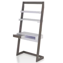 Furniture Of America Lazlo Wood Writing Desk With Shelves In Weathered White