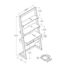 Furniture Of America Lazlo Wood Writing Desk With Shelves In Weathered White -CYMAX Sales 1565667 3 L