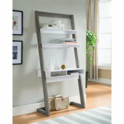 Furniture Of America Lazlo Wood Writing Desk With Shelves In Weathered White -CYMAX Sales 1565667 L