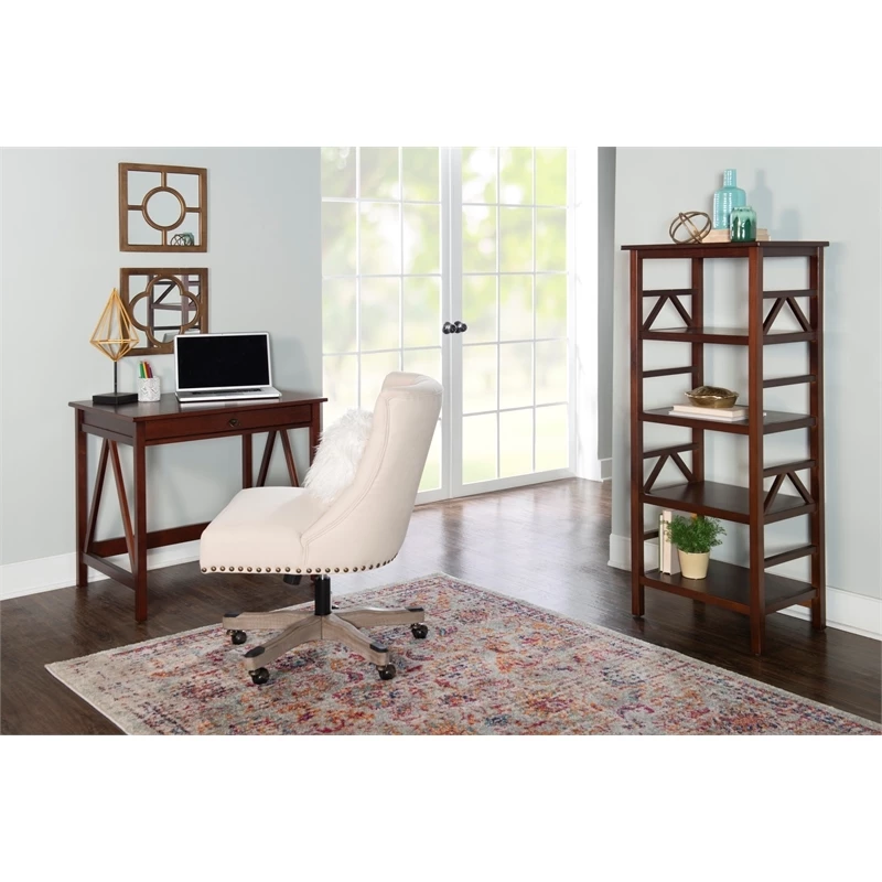 Bowery Hill Transitional Wood Writing Desk In Antique Tobacco Brown 14 Bowery Hill Transitional Wood Writing Desk In Antique Tobacco Brown - Image 12