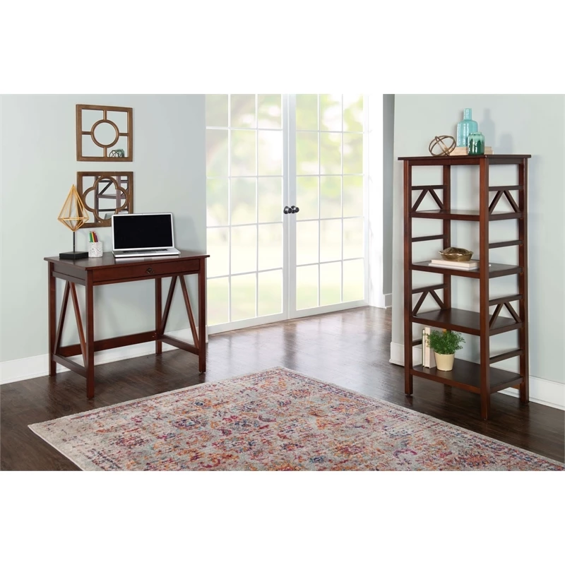 Bowery Hill Transitional Wood Writing Desk In Antique Tobacco Brown 4 Bowery Hill Transitional Wood Writing Desk In Antique Tobacco Brown - Image 2