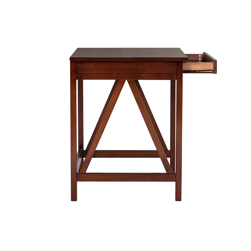 Bowery Hill Transitional Wood Writing Desk In Antique Tobacco Brown 9 Bowery Hill Transitional Wood Writing Desk In Antique Tobacco Brown - Image 7