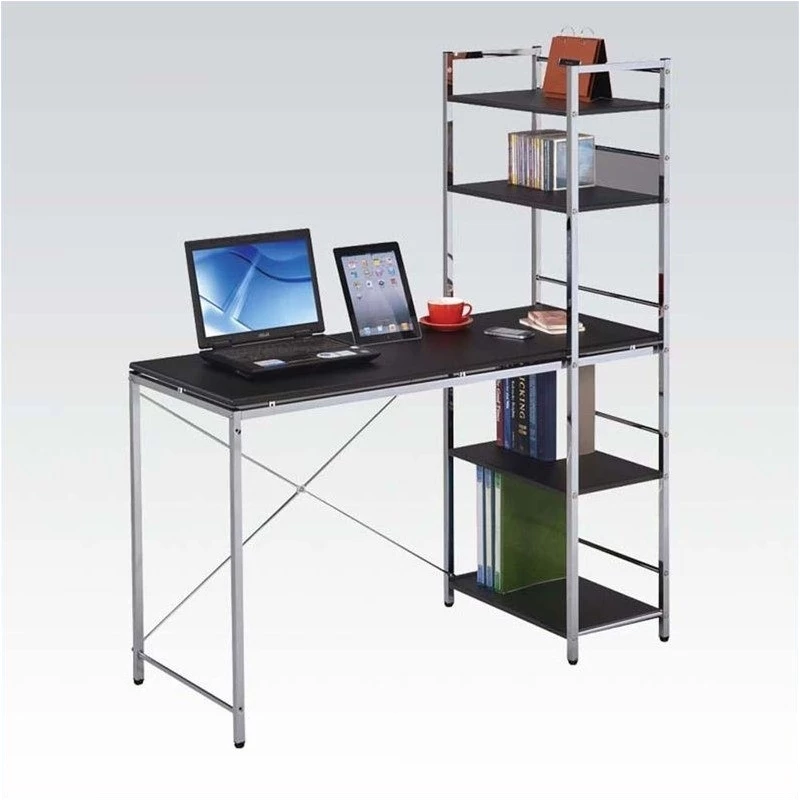 Scranton & Co Contemporary Wood/Steel Computer Desk In Black/Chrome 4 Scranton & Co Contemporary Wood/Steel Computer Desk In Black/Chrome - Image 2