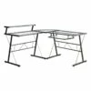 Scranton & Co Modern Tempered Glass/Metal L Shaped Computer Desk In Black 1 Scranton & Co Modern Tempered Glass/Metal L Shaped Computer Desk In Black -CYMAX Sales 1567268 1567271 L