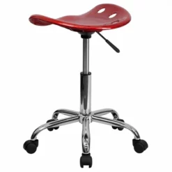Scranton & Co Adjustable Bar Stool With Chrome Base In Red -CYMAX Sales 1567728 3 L