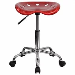Scranton & Co Adjustable Bar Stool With Chrome Base In Red -CYMAX Sales 1567728 L
